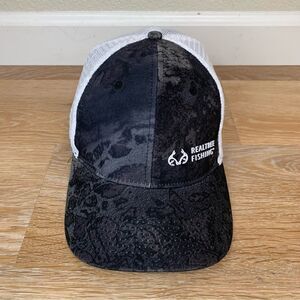 Realtree Fishing Black Gray Half Mesh Cap Hat